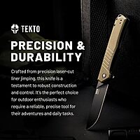 F1 Alpha Folding Pocket Knife - Modified Straight Back Blade, Titanium Coated D2 Steel - Black Titanium Accents