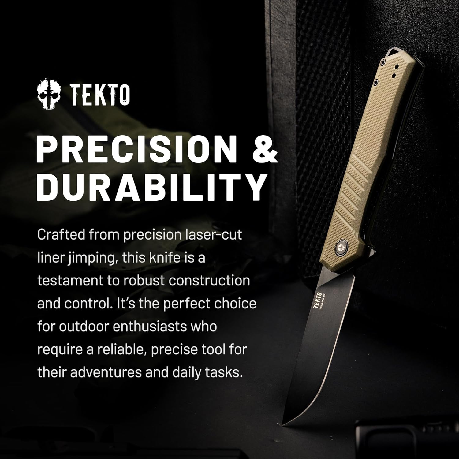 F1 Alpha Folding Pocket Knife - Modified Straight Back Blade, Titanium Coated D2 Steel - Black Titanium Accents