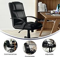 Flash Furniture Coffman Flash Fundamentals Mid-Back LeatherSoft Office and Gaming Chair, Ergonomic Office Chair with Padded LeatherSoft Seat and Arms, Black