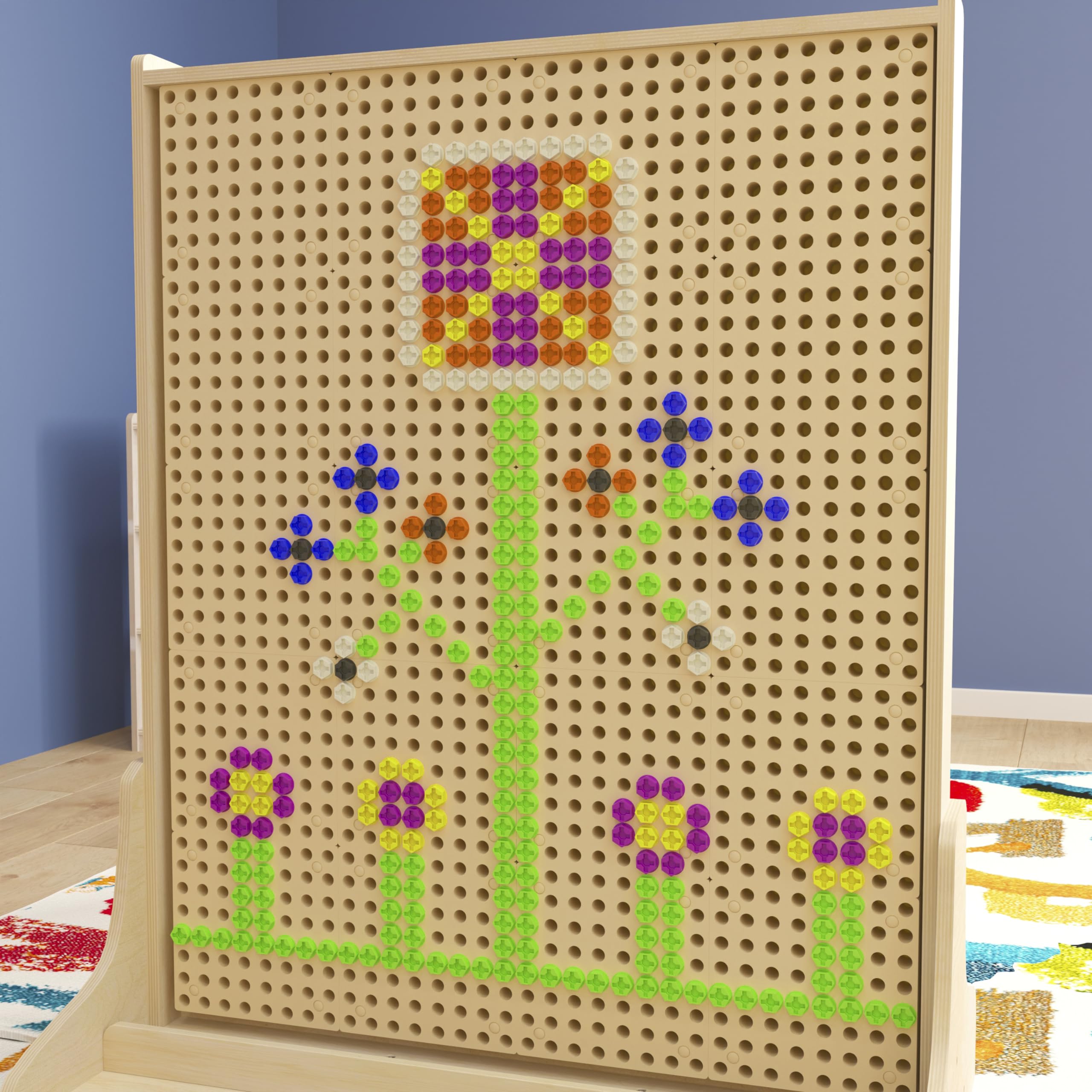 Flash Furniture Bright Beginnings Commercial Grade Modular STEAM Wall 512-Piece Screw Accessory Pack, Multicolor