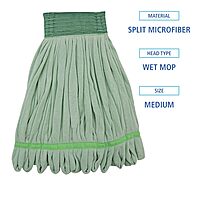 Boardwalk Microfiber Looped-End Wet Mop Heads, Medium, Green, 12/Carton