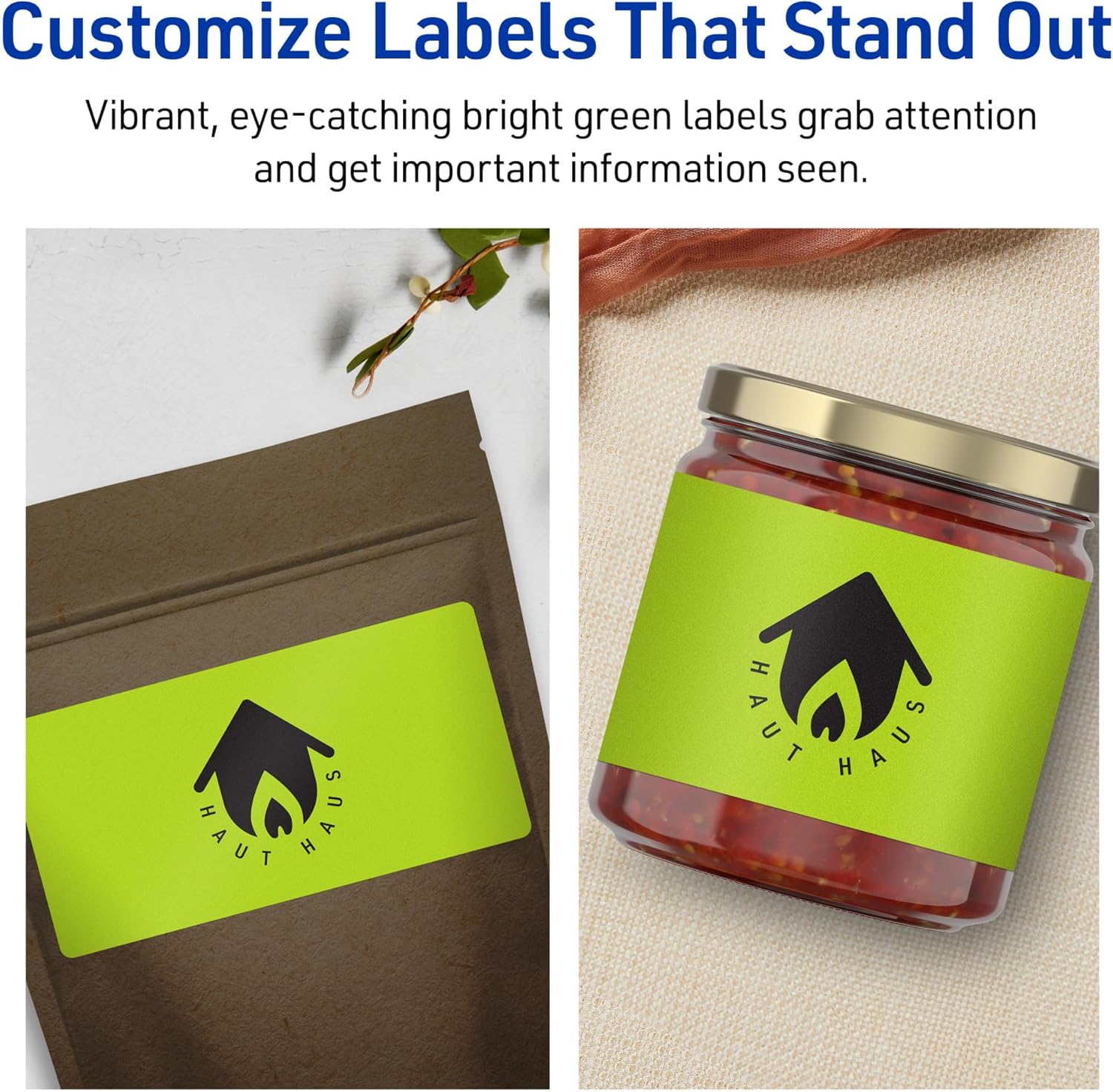 Avery Printable Rectangle Labels, Sure Feed Technology, 4" x 5", Bright Green Labels, Print-to-The-Edge