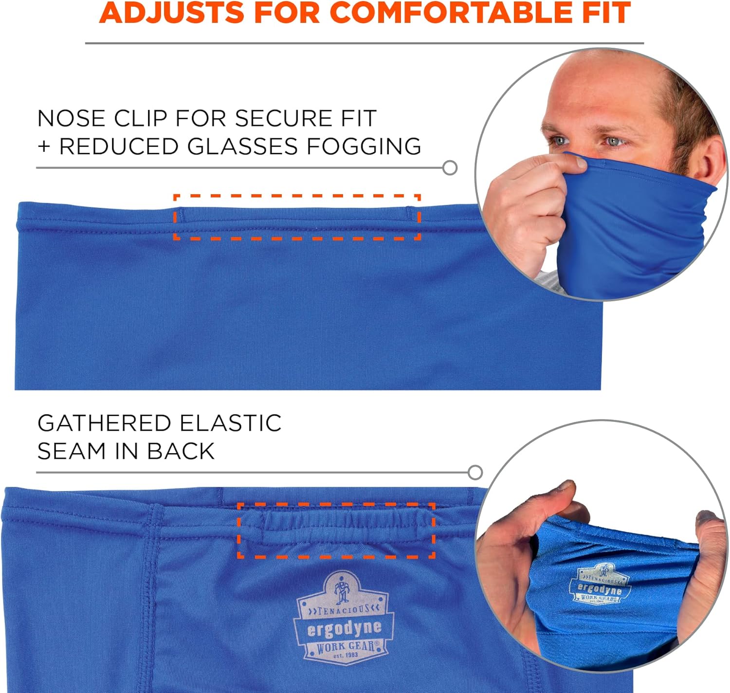 Ergodyne Chill-Its Cooling Neck Gaiter Bandana with Back-of-Neck Pocket, UPF 50+