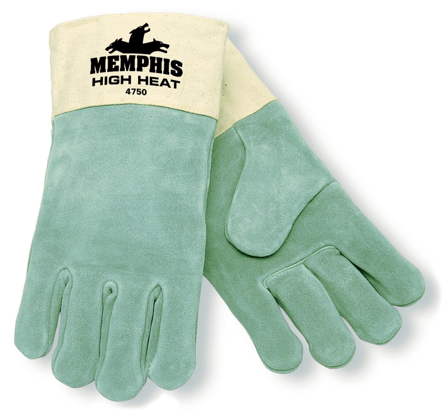 MCR Safety 4750 Heat Treated Split Cow Leather Welder Gloves with Double Wool Lined and Duck Cuff, Yellow/Gray, X-Large