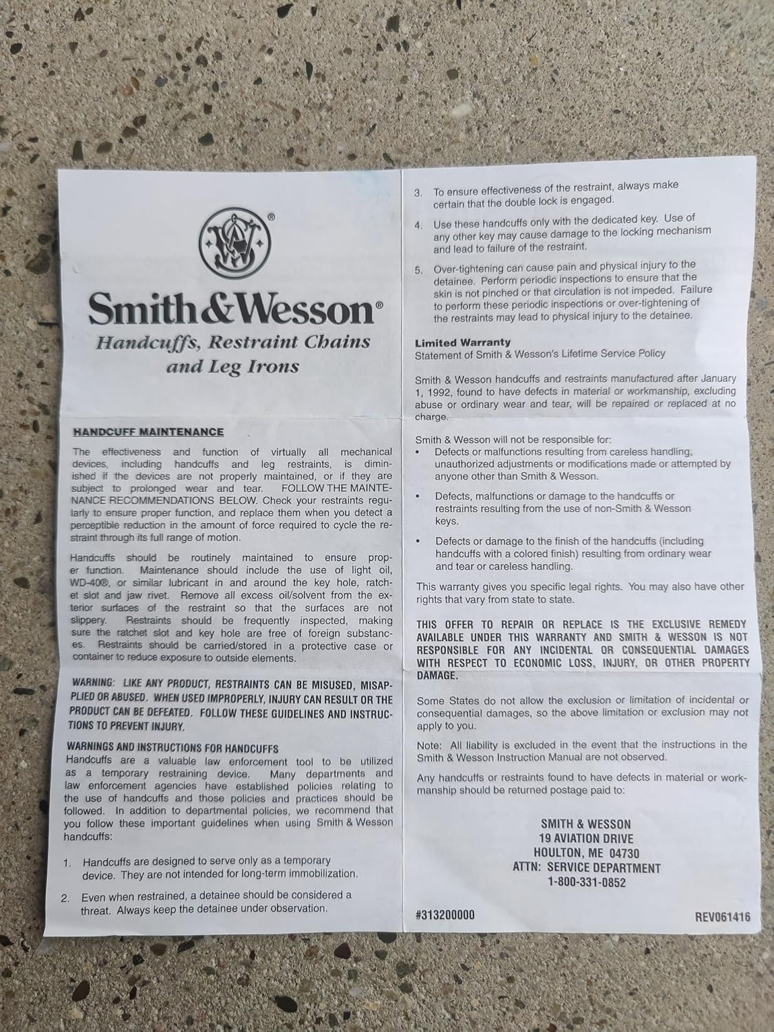 Smith & Wesson Model 104 Maximum Security Handcuffs