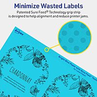 Avery Printable Arched Labels, Sure Feed Technology, 4.75" x 3.5", Bright Blue, Print-to-The-Edge, Laser/Inkjet Compatible