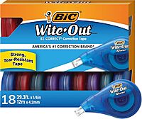 BIC Wite-Out Brand EZ Correct Correction Tape, Applies Dry, 18-Count, Translucent Dispenser Shows How Much Tape is Remaining 18 Count (Pack of 1)