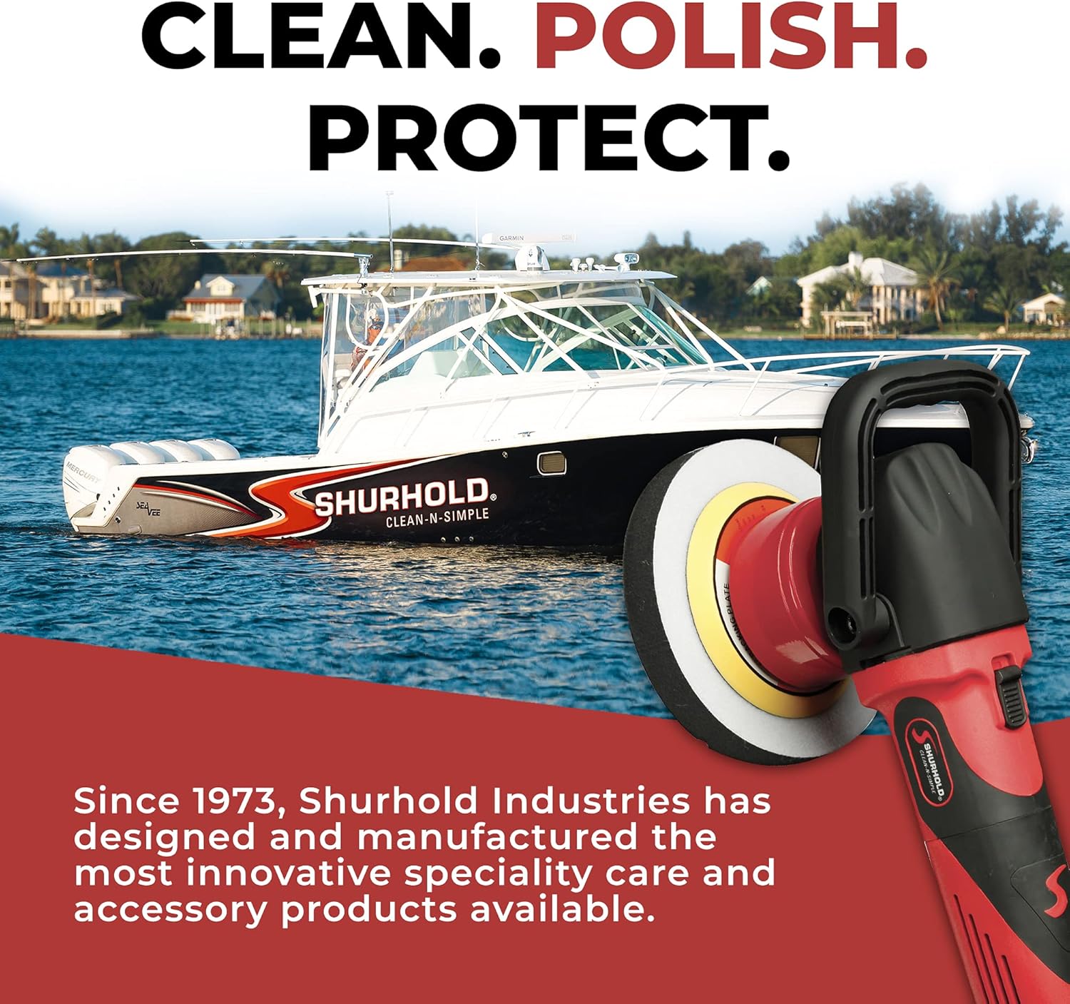 Shurhold 3101 Dual Action Random Orbital Car Boat Buffer Polisher Starter Kit with 16oz Pro Polish Wax & Sealant