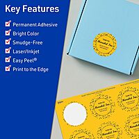 Avery Printable Round Labels, Sure Feed Technology, Print-to-The-Edge, Laser/Inkjet, Matte Finish