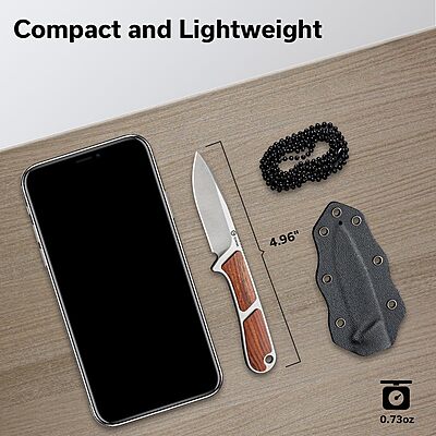 CIVIVI Mini Elementum Fixed Blade Knife with Kydex Sheath and Chain