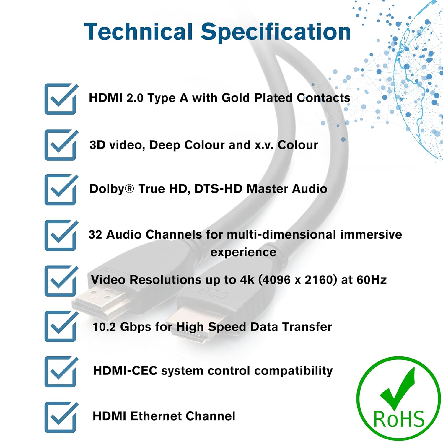 C2G High Speed HDMI Cable with Ethernet, 4K 60Hz