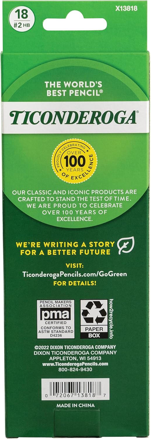 Ticonderoga Wood-Cased Pre-Sharpened #2 (HB) Pencils
