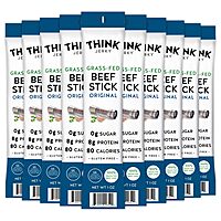 Think Jerky Original Beef Sticks, Gluten and Sugar Free, No Nitrates, Keto Paleo Friendly High Protein Low Carb Meat Snack - 1.0 oz Sticks, 20 Pack Original Grass-Fed Beef 1 Ounce (Pack of 20)