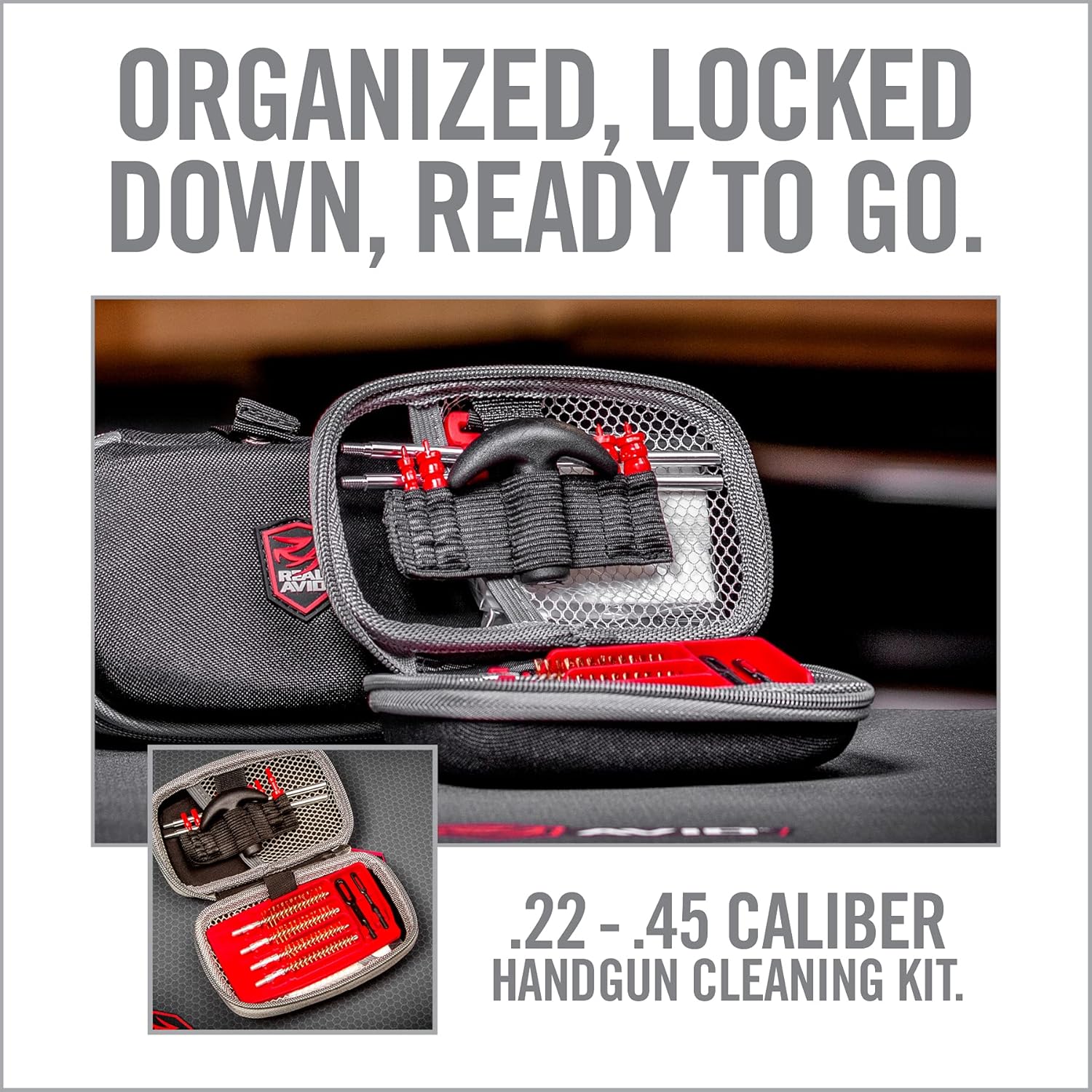 Real Avid Handgun Cleaning Kit - All-in-One 13 Piece Pistol Cleaning Kit with Cleaning Rod, Bore Brushes