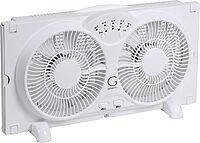 Genesis Twin Fan High Velocity Reversible AirFlow Fan, LED Indicator Lights Adjustable Thermostat & Max Cool Technology, ETL Certified, White (A1WINDOWFAN)