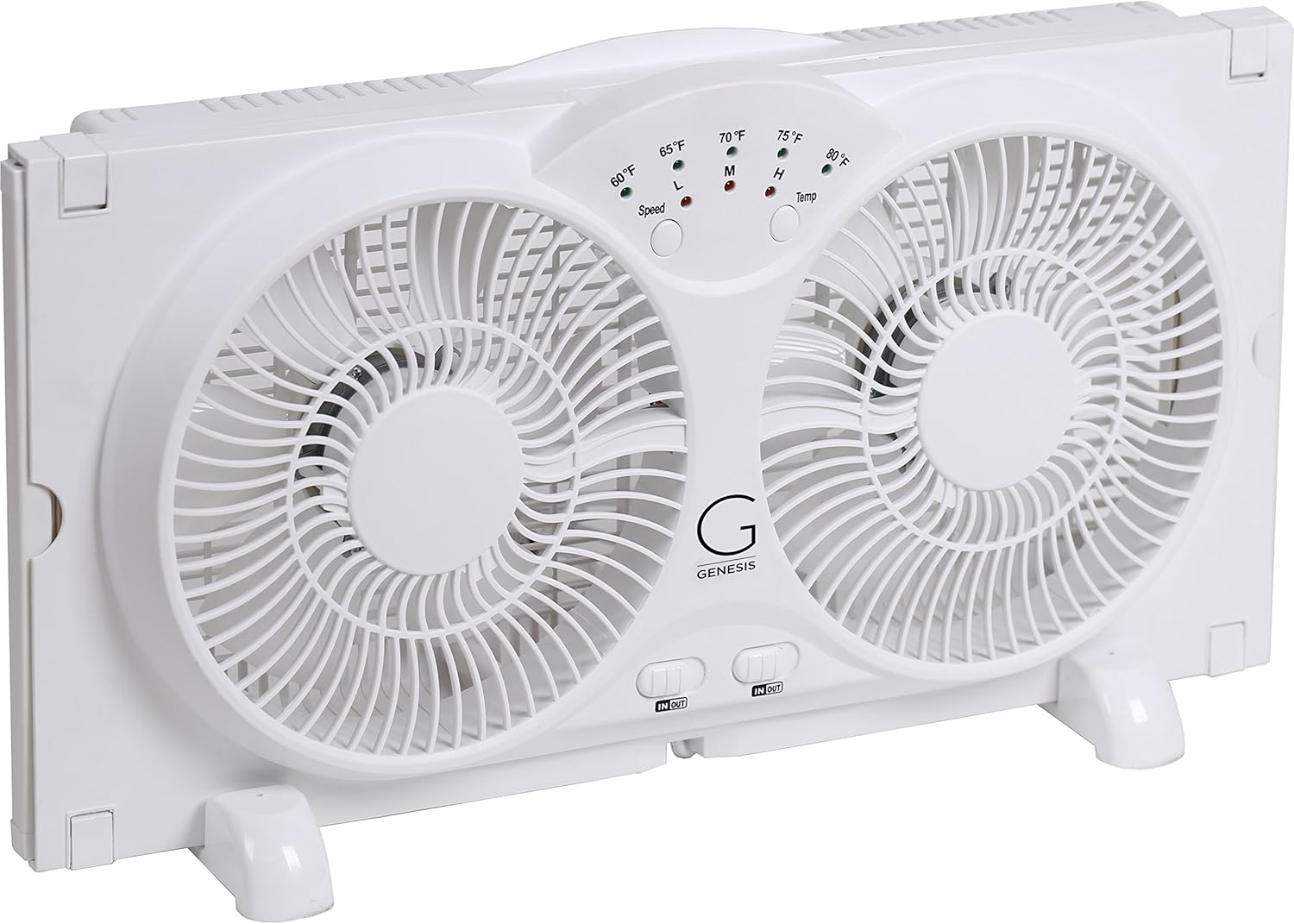 Genesis Twin Fan High Velocity Reversible AirFlow Fan, LED Indicator Lights Adjustable Thermostat & Max Cool Technology