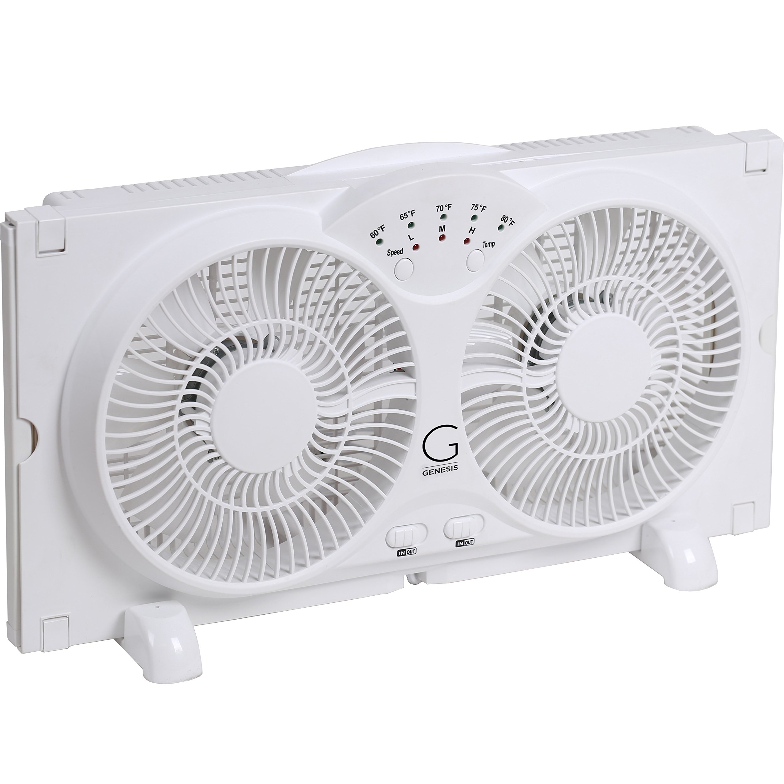 Genesis Twin Fan High Velocity Reversible AirFlow Fan, LED Indicator Lights Adjustable Thermostat & Max Cool Technology