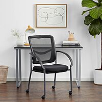 Office Star ProGrid Deluxe Stackable Visitor's Chair with Breathable Back and Padded Lumbar Support Seat