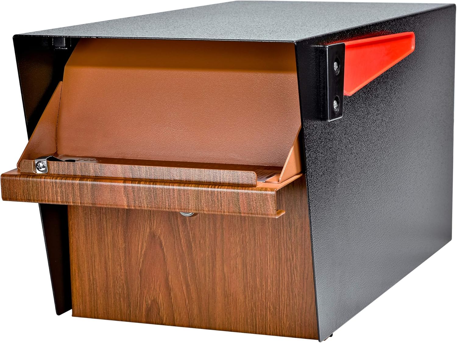 Mail Boss Curbside, Wood Grain 7510 Mail Manager Locking Security Mailbox, Steel, Black Black Mailbox