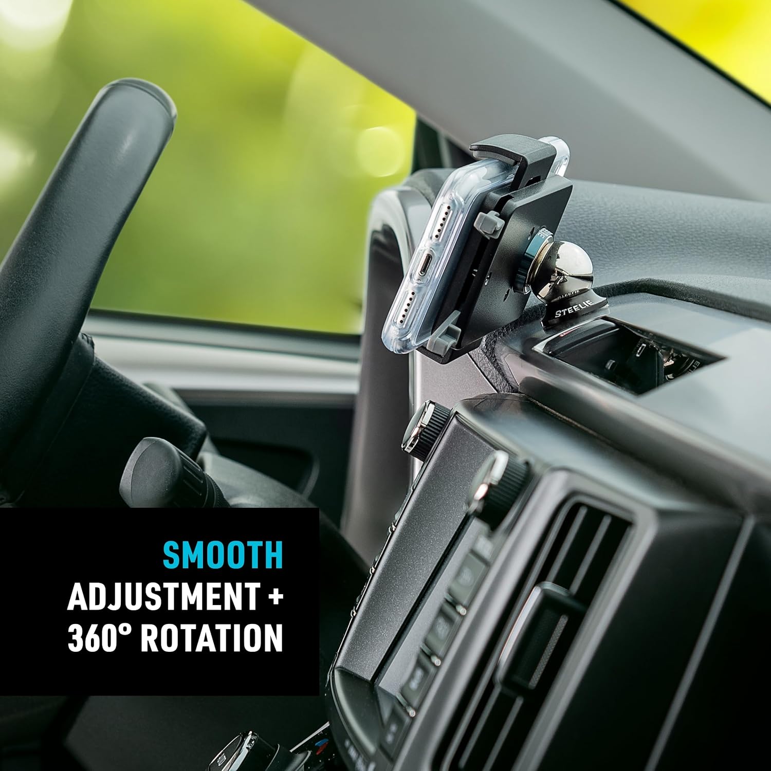 Nite Ize Steelie Squeeze Clamp - Magnetic Cell Phone Holder for Dashboards