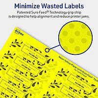 Avery Print-To-The-Edge Labels With Sure Feed Technology And Easy Peel, 94217, Rectangle, 3/4in x 3-1/2in, Matte Neon Yellow