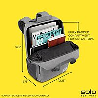 Solo New York Laptop Backpack for Women & Men -Carry On Bookbag for Travel & Work, Lightweight Bag, Side Mesh Pockets