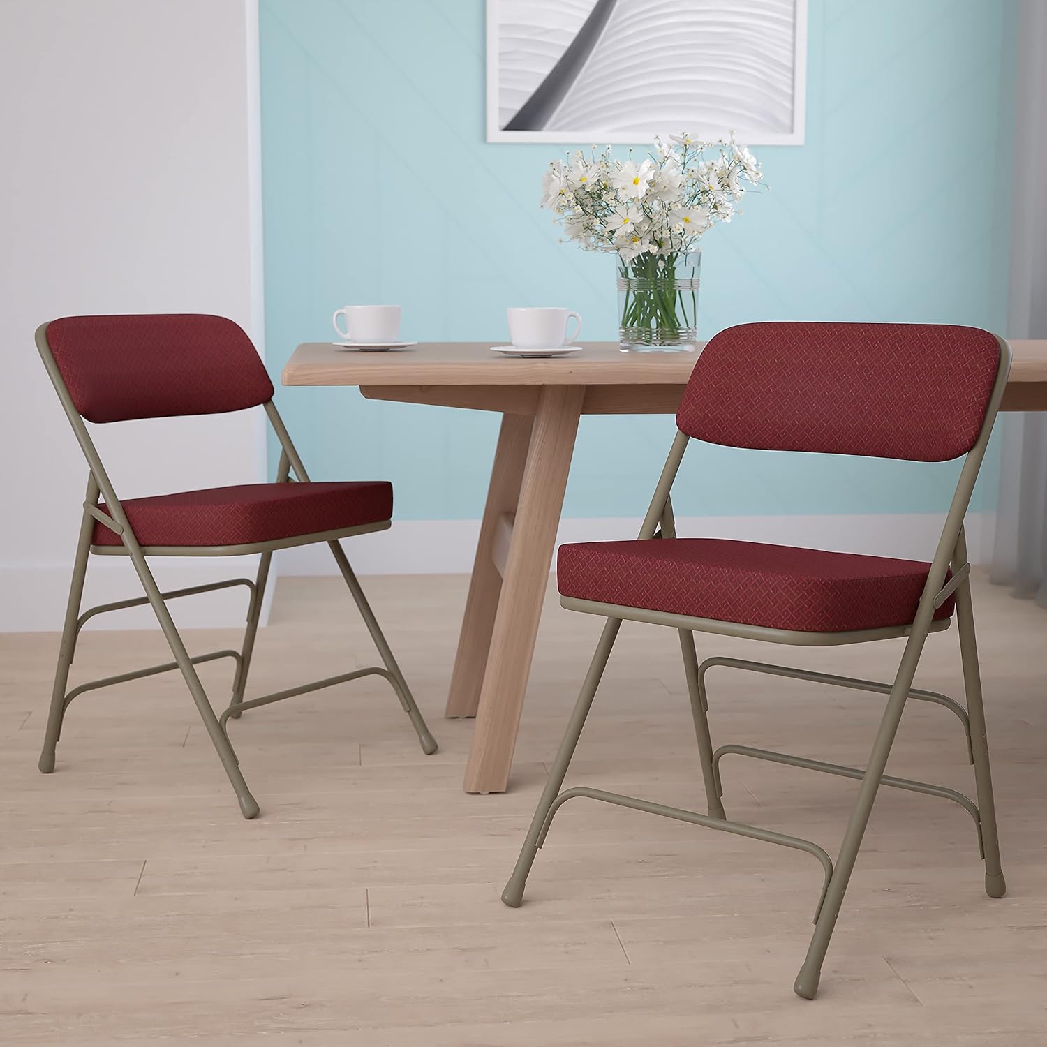FLASH FURNITURE Hercules Series Metal Folding Chairs with Cushioned Fabric Seats