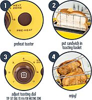 NOSTALGIA Grilled Cheese Sandwich Toaster with Easy-Clean Toasting Baskets and Adjustable Toasting Dial