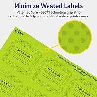 Avery Print-To-The-Edge Labels With Sure Feed Technology, 94124-BGP10, Arched Square, 2in x 2-3/16in, Matte Bright Green, Pack of 120