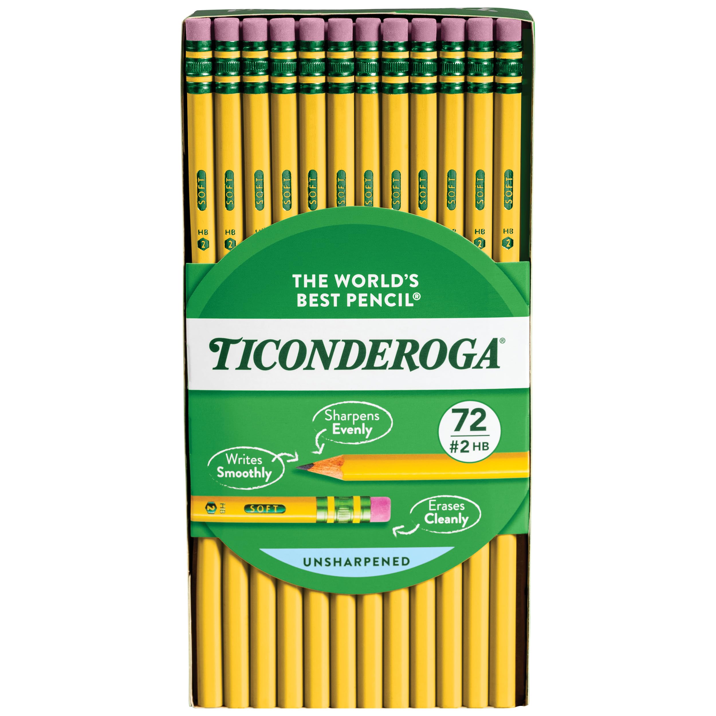TICONDEROGA Premium Wood-Cased #2 (HB) Pencils, Yellow