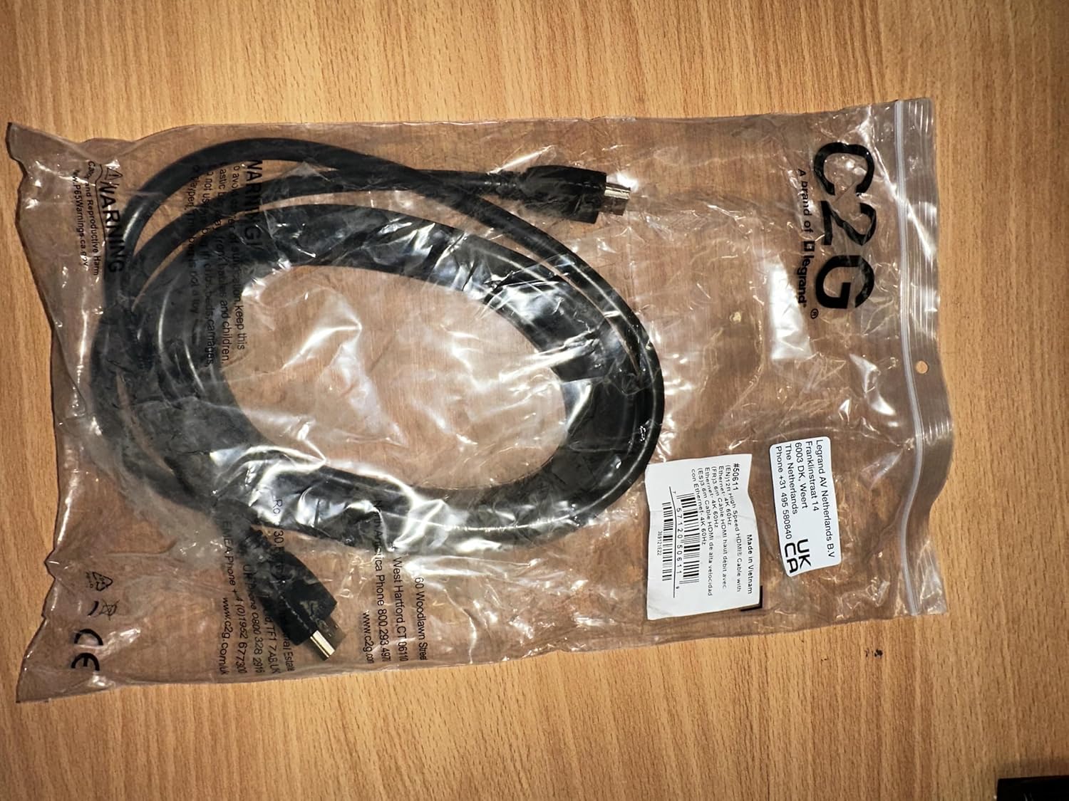 C2G High Speed HDMI Cable with Ethernet, 4K 60Hz