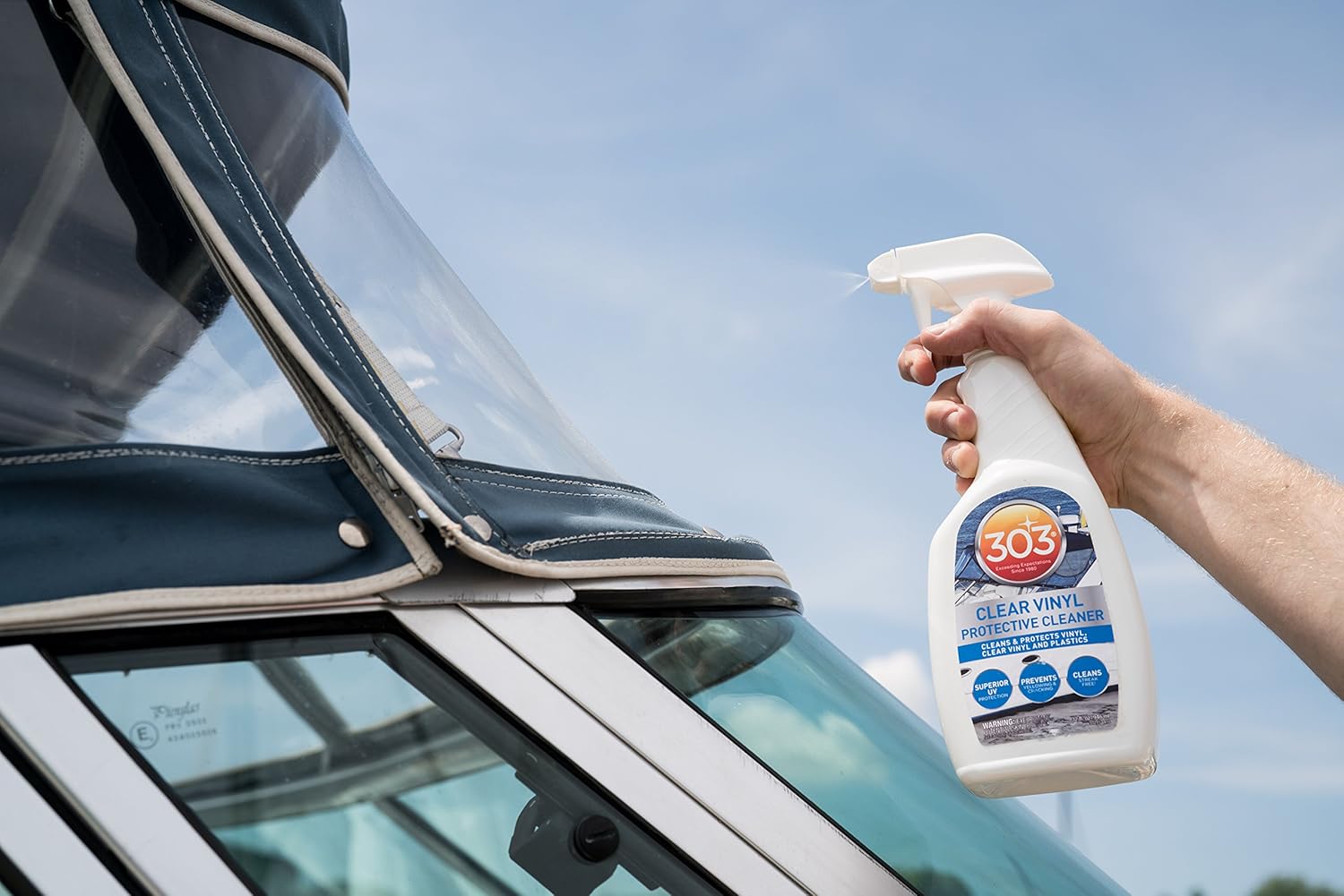 303 Products Marine Clear Protective Cleaner - Cleans and Protects Vinyl and Plastics, Provides Superior UV Protection