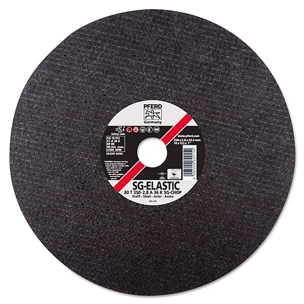 Pferd Type-1 A-SG Chop Saw Cut-Off Wheels, 14in Diameter, 3/32in Thick, Gray, Pack Of 10 Wheels