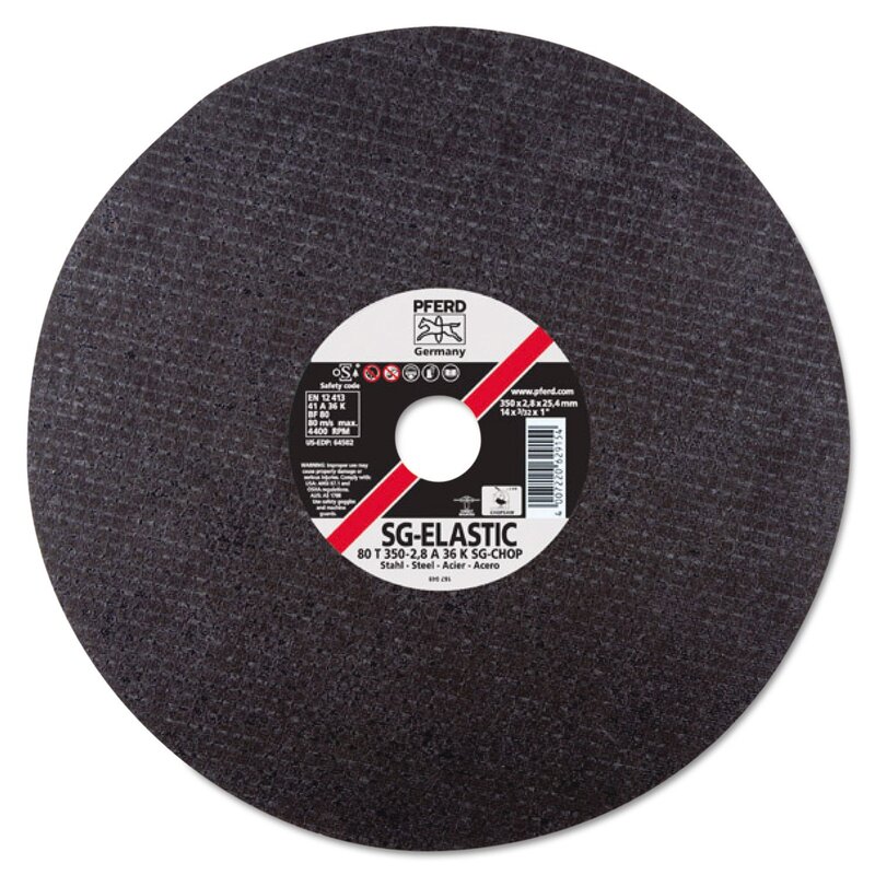 Pferd Type-1 A-SG Chop Saw Cut-Off Wheels, 14in Diameter, 3/32in Thick, Gray, Pack Of 10 Wheels