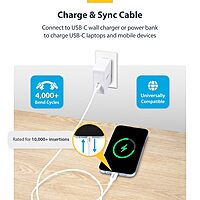 StarTech.com 3m (9.8ft) White USB-C Charging Cable, USB C Cable, USB 2.0 Type-C Laptop Charger Cord, 60W Power Delivery, M/M