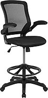 Flash Furniture Kale Mid-Back Swivel Office Chair with Adjustable Foot Ring, Lumbar Support, and Seat Height, Ergonomic Mesh Executive Chair, Black
