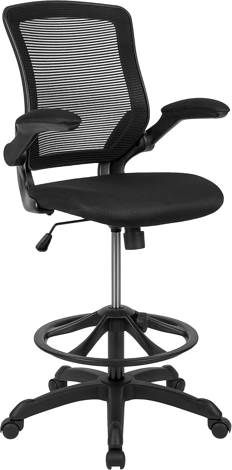 Flash Furniture Kale Mid-Back Swivel Office Chair with Adjustable Foot Ring, Lumbar Support, and Seat Height