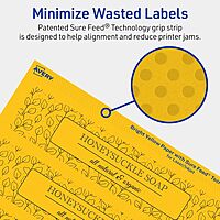 Avery Printable Rectangle Labels, Sure Feed Technology, 1-1/2" x 7-1/2", Bright Yellow, Print-to-The-Edge