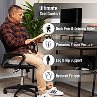 Mind Reader Memory Foam Seat Cushion with Air-Cloud Technology, Ergonomic Pressure Relief for Office Chair, Car