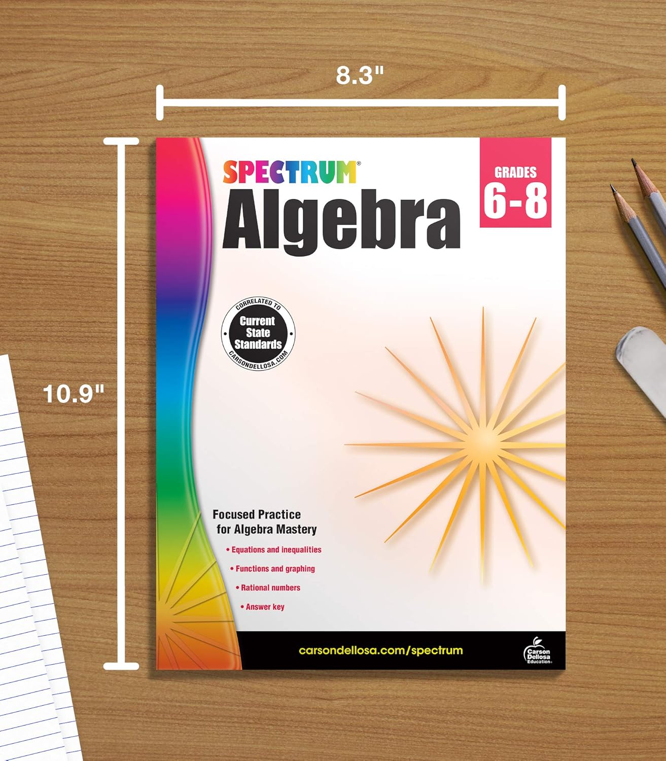 Spectrum Algebra 1 Workbook, Ages 11-14, Grades 6-8 Algebra/Pre-Algebra Workbook Covering Fractions, Algebra Equations