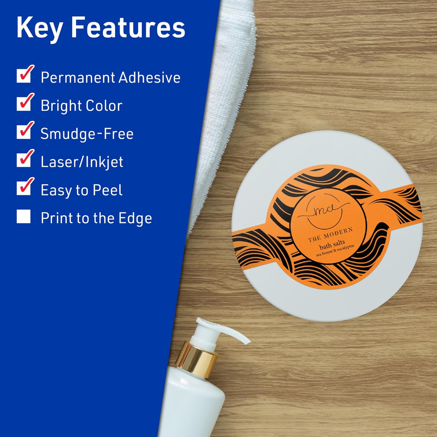 Avery Printable Wraparound Band Labels, Sure Feed Technology, 2-3/8" x 8", Bright Orange, Cigar Band Labels