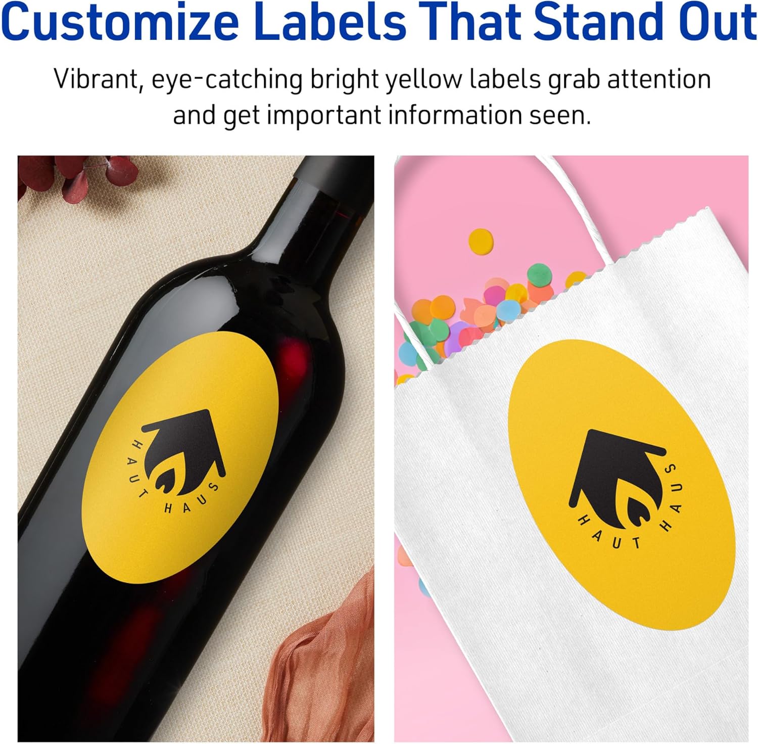 AVERY Printable Oval Labels, Sure Feed Technology, 4" x 6", Bright Yellow, Print-to-The-Edge, Laser/Inkjet