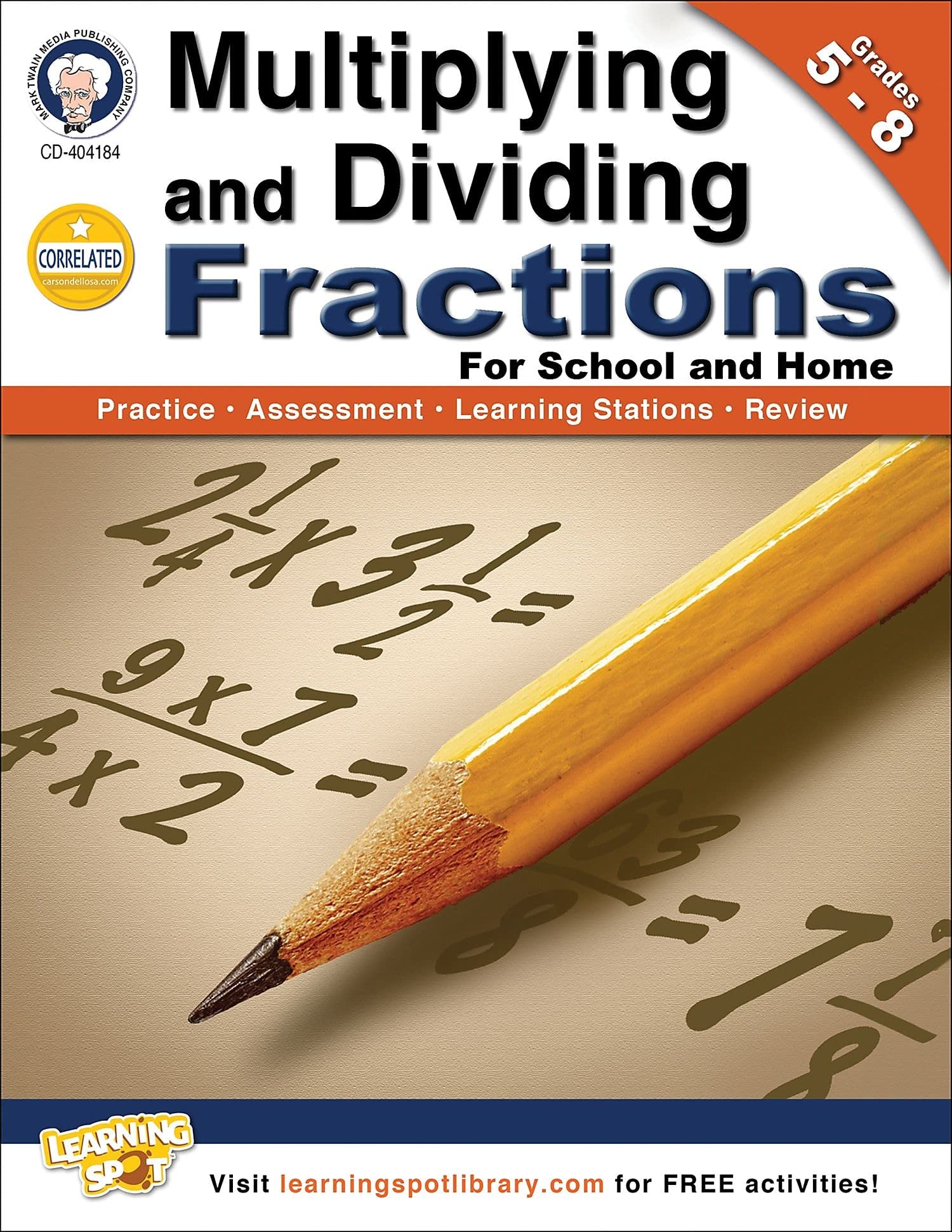 Mark Twain Multiplying and Dividing Fractions Workbook, Grades 5-8