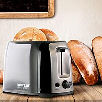BETTER CHEF 2-Slice Wide-Slot Cool-Touch Toaster with Reheat & Defrost and Stainless-Steel Accents