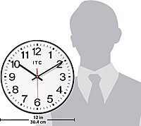 Infinity Instruments 12 Inch Prosaic Round Non-Ticking Silent Battery Operated Easy to Read Clock for Office, Classroom, School, Black