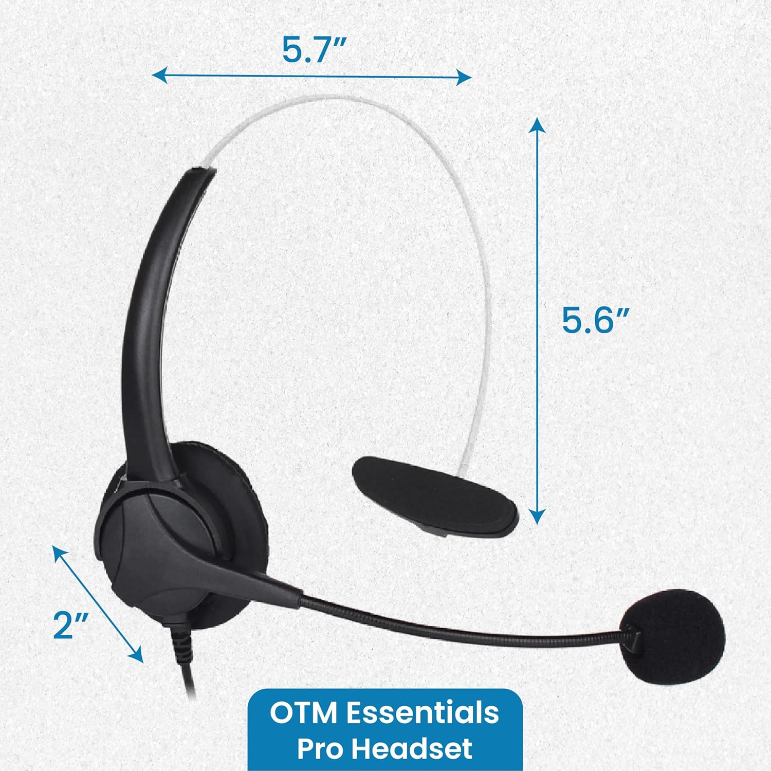 OTM Essentials Pro Headset, Noise-Canceling Headphones, On-Ear Design, in-Line Volume Control, Headset with Mic and USB