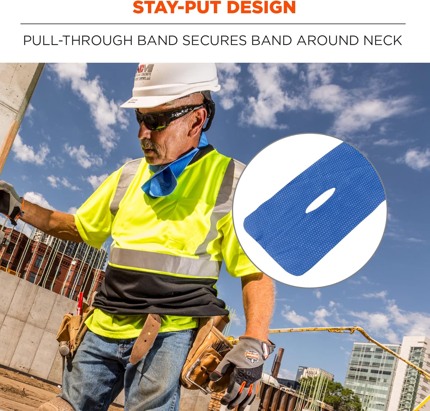 Ergodyne Chill Its 6603 Cooling Neck Wrap, Long Lasting Cooling Relief, Blue 4 in x 29-1/2 in 1-Pack Neck Wrap