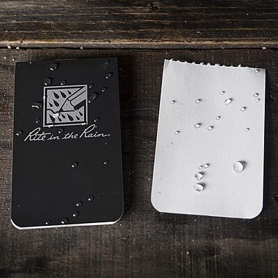 Rite in the Rain Weatherproof On The Go Wallet Notebook, 2" x 3.375", Black Cover, Blank Pages, 6 Pack (No. OTG771L)