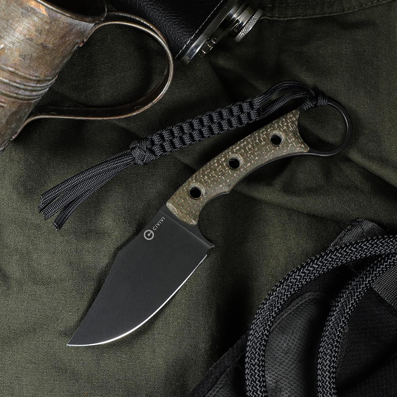 CIVIVI Midwatch Fixed Blade Knife, 3.39" Bohler N690 with Kydex Sheath
