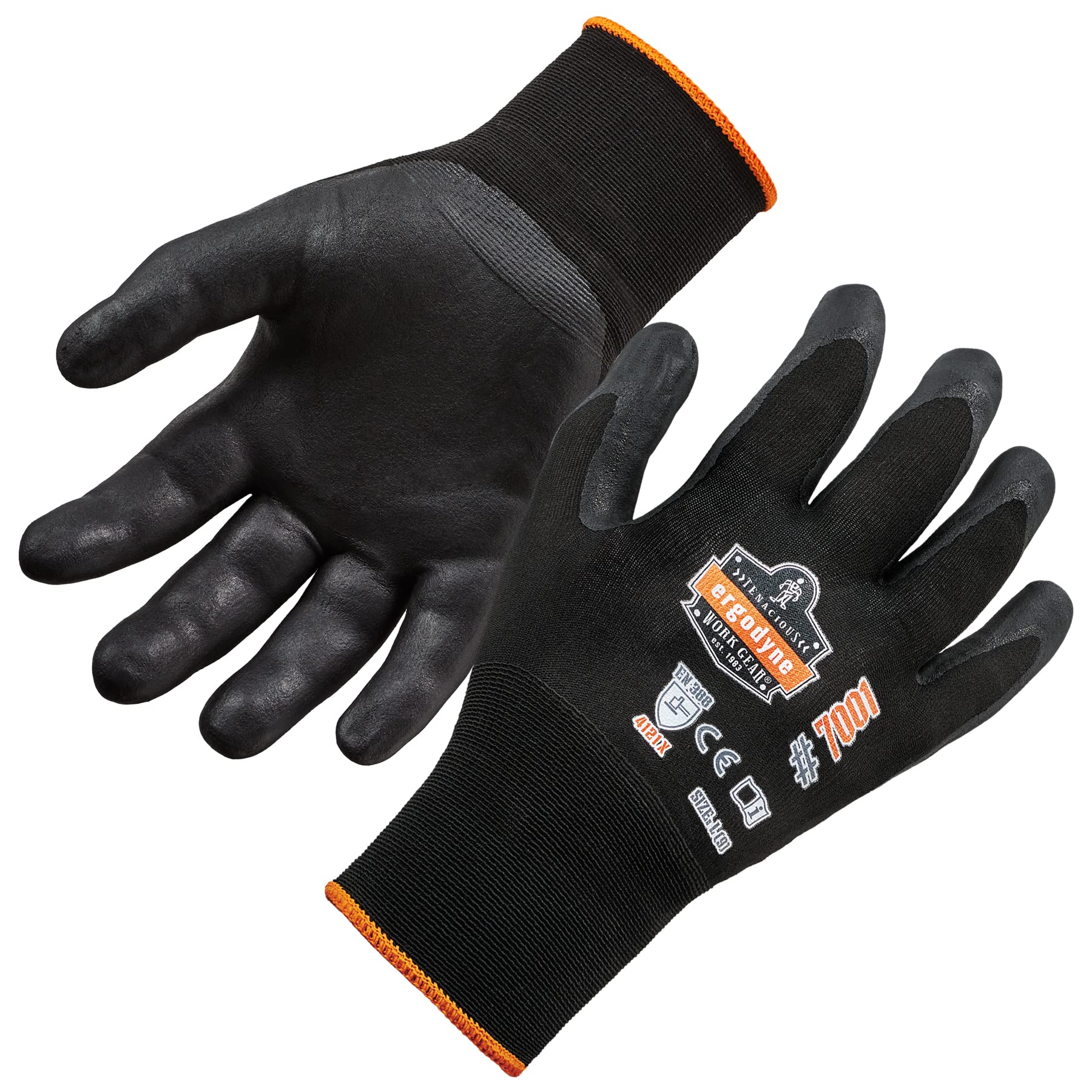 Nitrile Coated Work Gloves, High Dexterity, Ergodyne ProFlex 7001, Medium,Black Black 1 Count (Pack of 1)